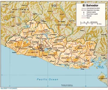 El Salvador Physical Relief Map