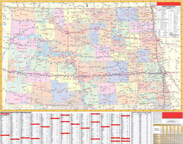 map of north dakota cities. See MENU of other wall maps.