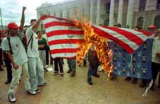 Burning U.S. flag in San Salvador