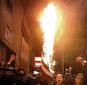 Burning U.S. flag in Washington, DC