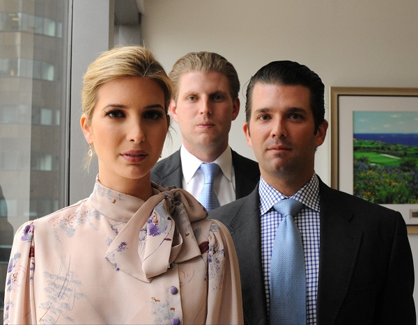 Ivanka, with brothers Eric and Donald Trump Jr. in Trump Tower in Manhattan on June 6, 2012