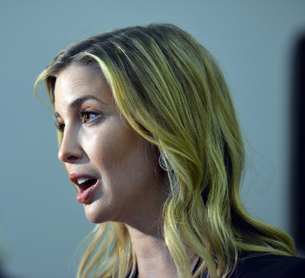 Ivanka Trump talks with the media in 2013 after a design unveiling of the planned Trump International Hotel at the Old Post Office in Washington.