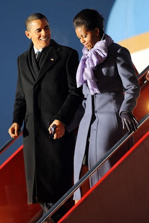 Michelle Obama with Lauren duPont in Christian Dior dresses
