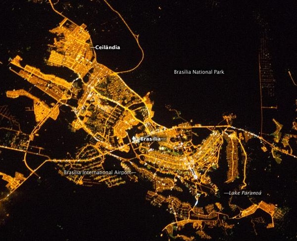 Brasilia from space at night, Brazil photo