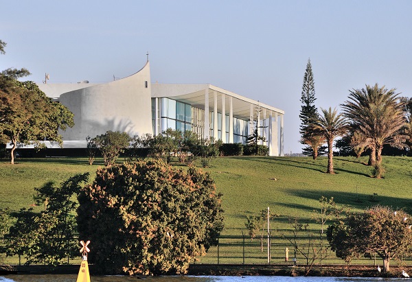 Palacio da Alvorada presidential residence, with the chapel at left, Brasilia, Brazil photo