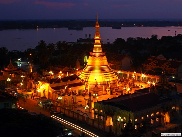 Botataung pagoda at night, Yangon, Myanmar photo