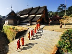 Monastery and novices near Wa village, Golden triangle, Myanmar (Burma) Photo