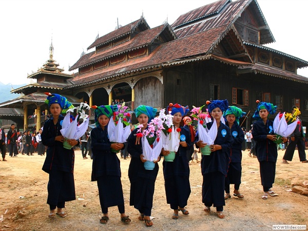 Pao women celebrating Kathine festival, Myanmar photo