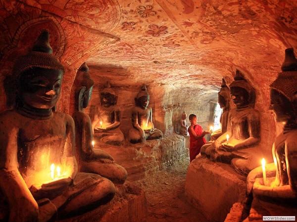 Phoewin Taung cave, Monywa, Myanmar photo