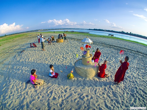 Sand heap pagoda festival, Myanmar photo