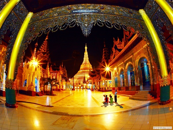 Shwedagon pagoda night view, Yangon, Myanmar photo