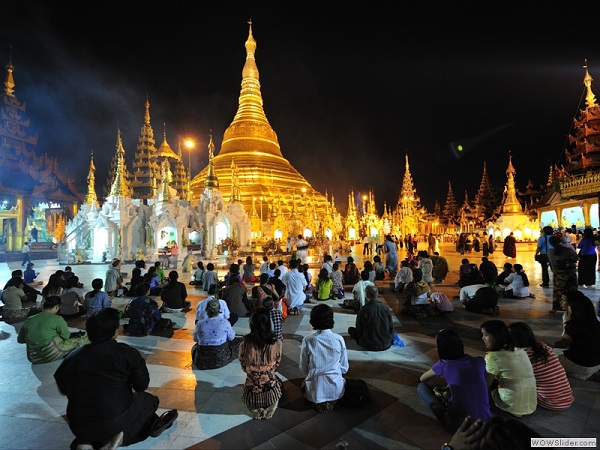 Shwedagon pagoda night view, Yangon, Myanmar photo