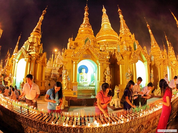 Shwedagon pagoda night view, Yangon, Myanmar photo