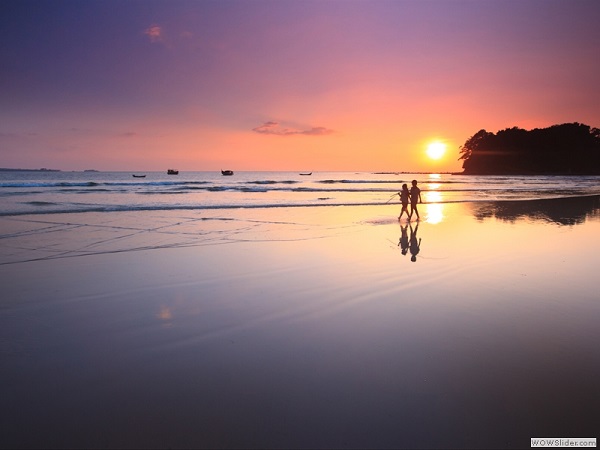 Sunset at Chaung Tha beach, Myanmar photo