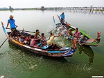 Thingyan festival near U Bein bridge, Mandalay, Myanmar (Burma) Photo