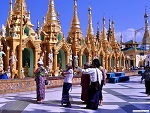 Tour group at Shwedagon pagoda, Yangon, Myanmar (Burma) Photo