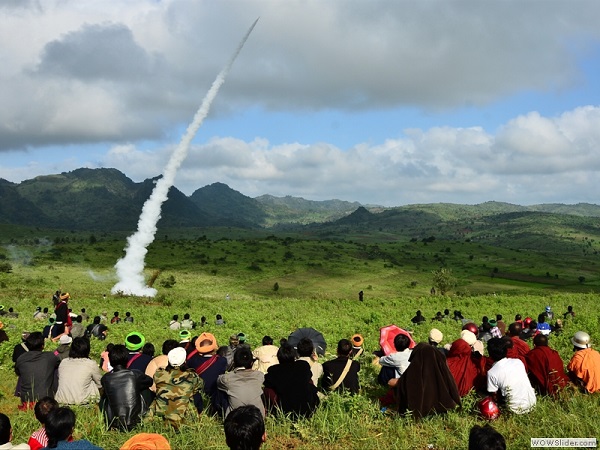 Traditional fireworks, Myanmar photo