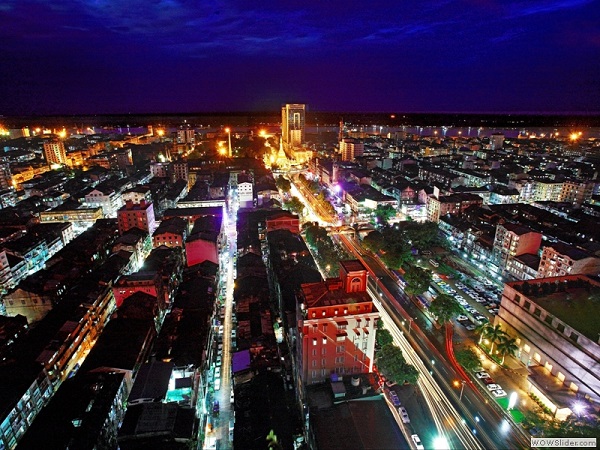 Yangon at night, Myanmar photo