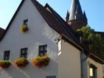 Flower boxes overlook a street in Ottweiler, Germany photo