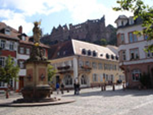 Heidelberg Castle as viewed from a town square, Germany photo