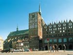 Stralsunds marketplace with its Gothic Town hall, Vorpommern, Germany photo
