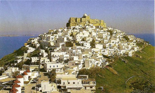 Hora, the main town of Astypalaia island, with its Venetian castle, Greece Photo