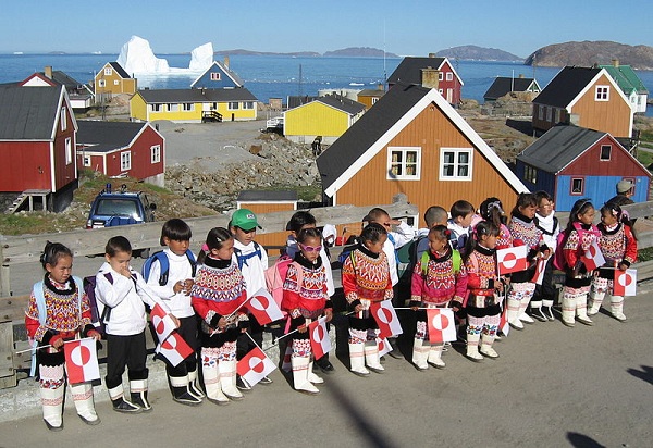 School children in traditional Greenlandic dress, Upernavik.