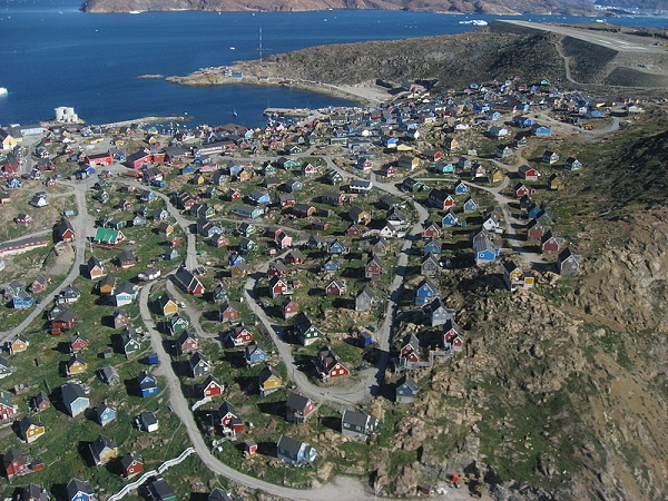 Aerial view of Upernavik, Northwestern Greenland.