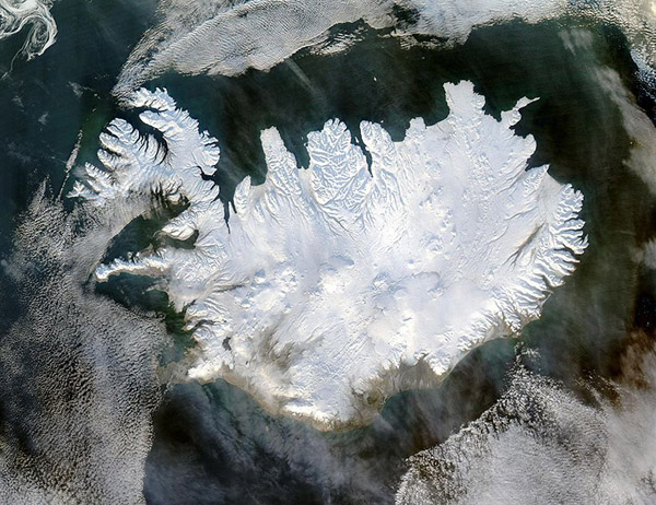 Iceland in winter, as seen from space, Iceland photo