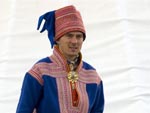 Man in Sami Norwegian national costume, Finnmark, North Norway photo