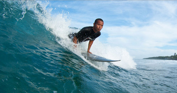 Surfing at ABCD Beach, Calicoan island, Philippines photo