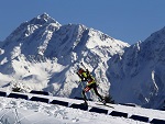 Cross-country skiing in the mountains outside Sochi, Russia photo